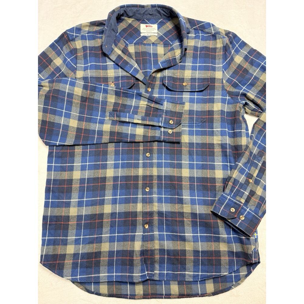Fjällräven Övik Heavy Flannel Shirt Mens XL G-1000 Cotton Button Down Plaid